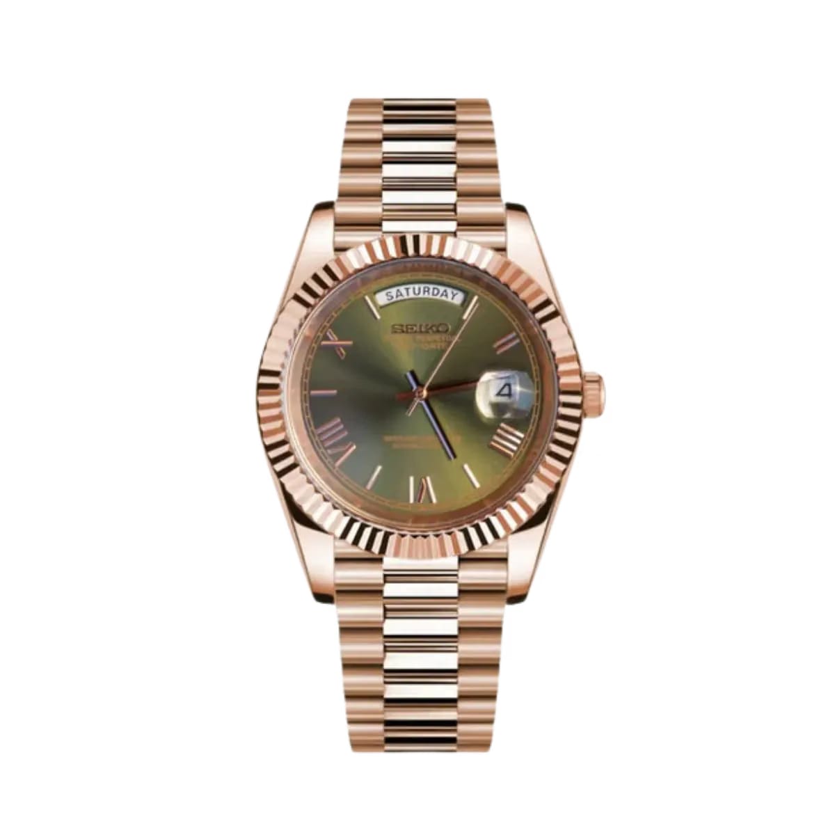 Seiko Mod Day Date Olive Rose Gold