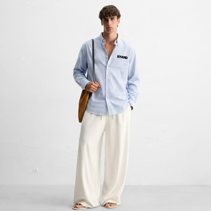 Kaand  Do You Pay My Bills Striped Shirt(Blue)