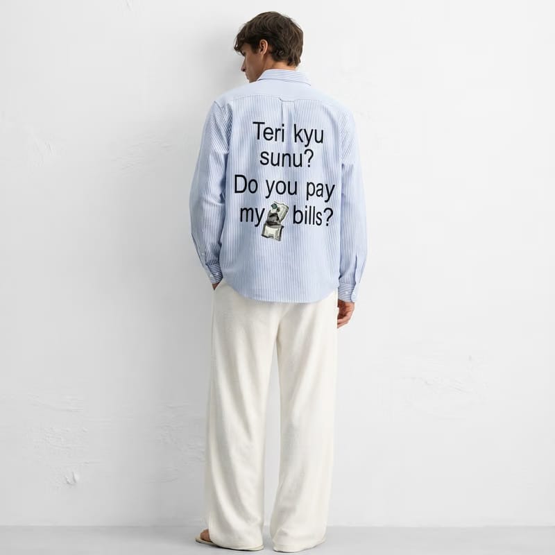 Kaand  Do You Pay My Bills Striped Shirt(Blue)