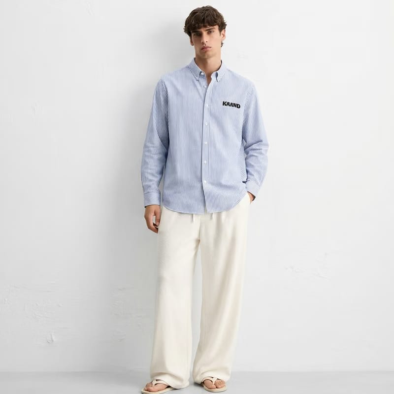 Kaand Chai Peena Chlein Striped Shirt(Blue)