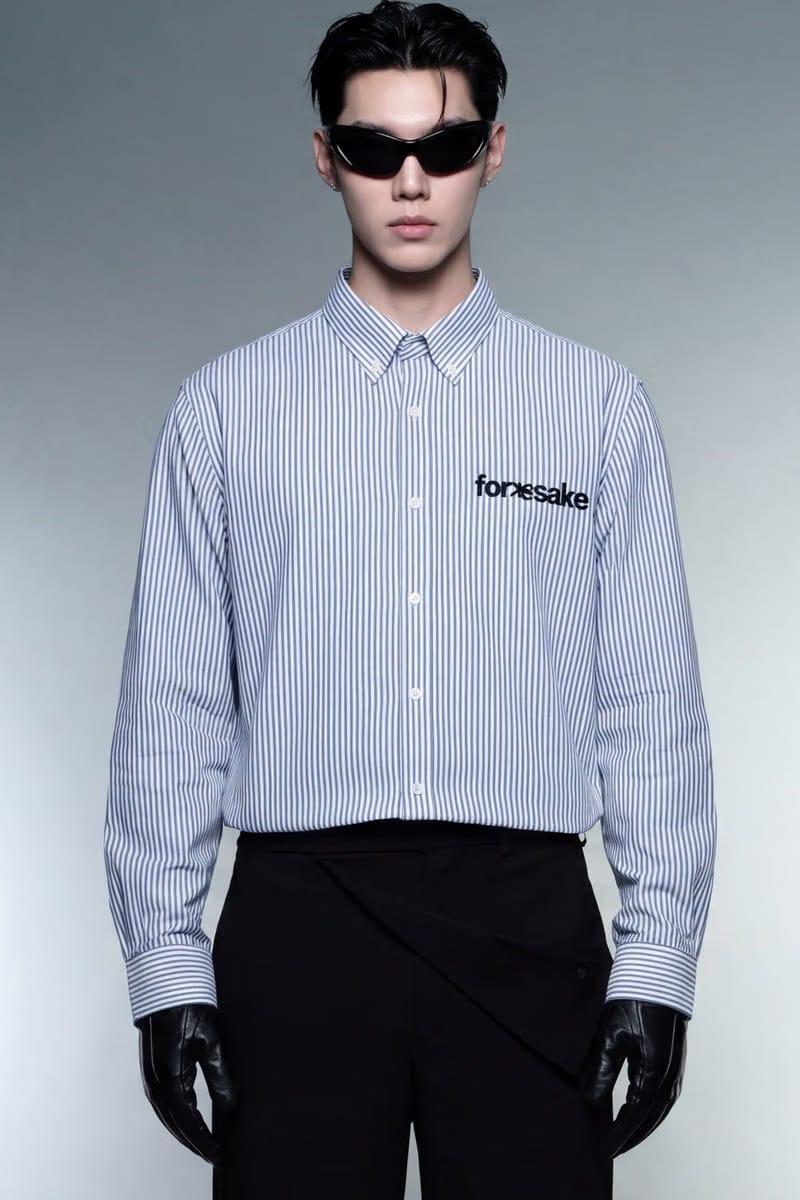 Forfksake All is Gods Plan Striped Shirt Blue