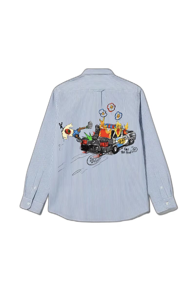 Smiling Cat- Free the People Striped Shirt(Blue)
