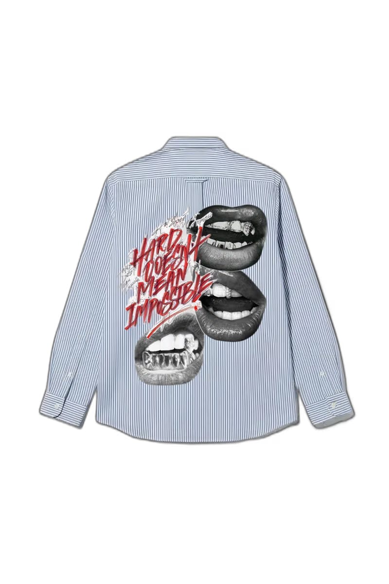 Smiling Cat-Hard Doesn_t Mean Impossible Striped Shirt(Blue)