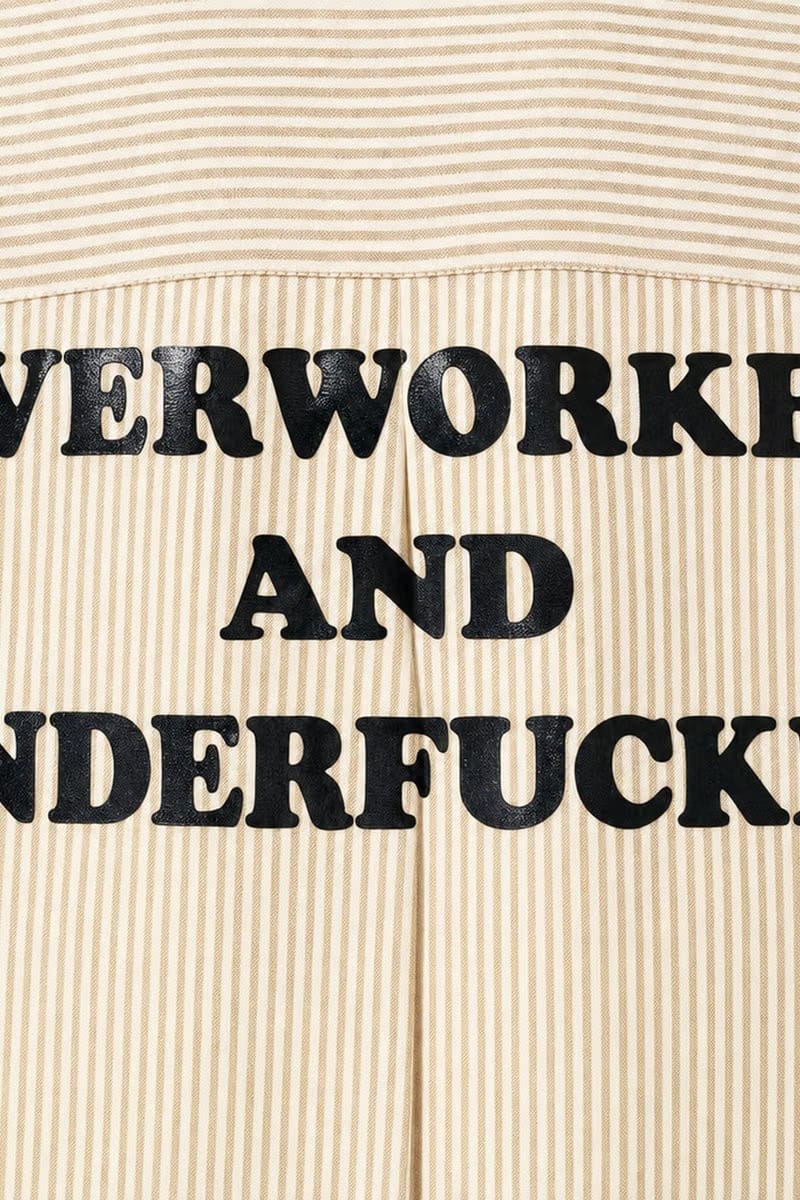 Forfksake Overworked And Underfucked Stripe Shirt Beige