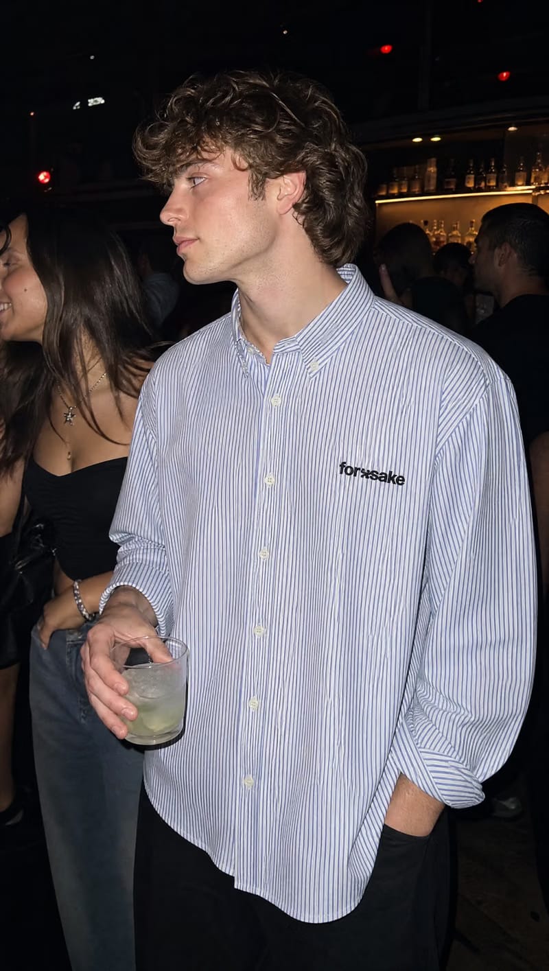 Forfksake Small Circle Big Checks Striped Shirt Blue