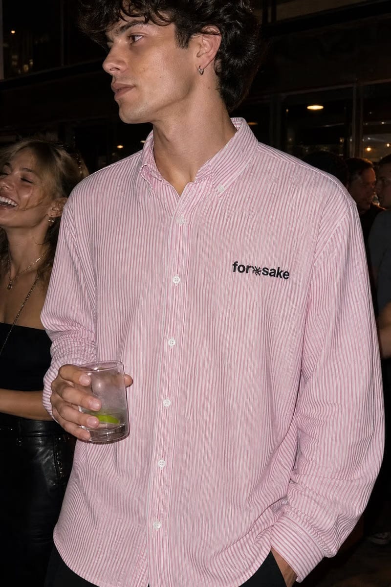Forfksake Think Outside The Box Striped Shirt Pink