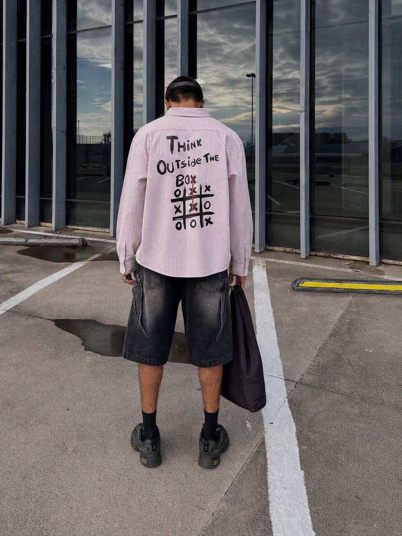 Forfksake Think Outside The Box Striped Shirt Pink