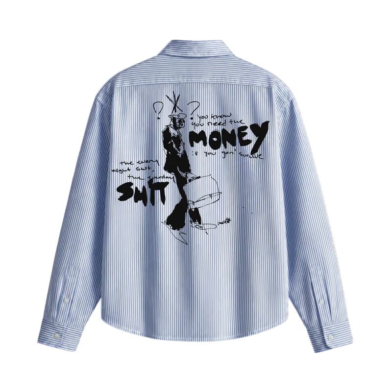 Forfksake You Need Money Striped Shirt Blue