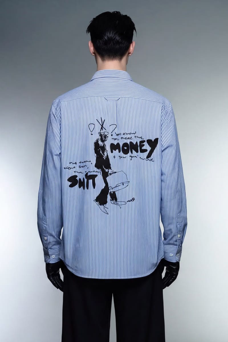 Forfksake You Need Money Striped Shirt Blue