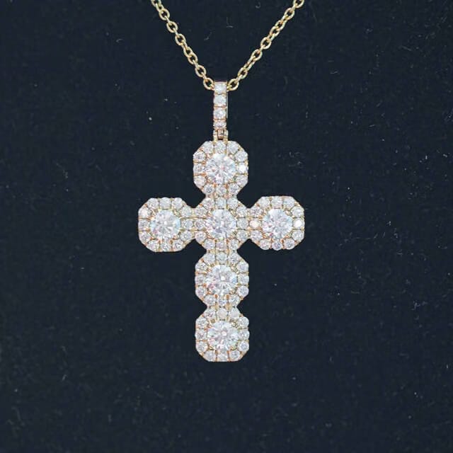 "18k GOLD PLATED" CROSS ICED OUT PENDANT