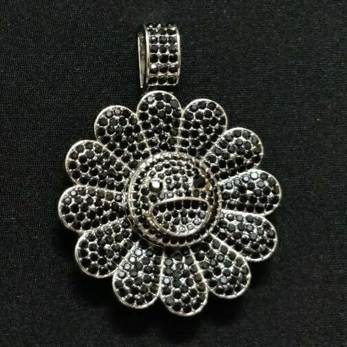 MURAKAMI FLOWER ICED OUT PENDANT (BLACK SILVER PLATED)