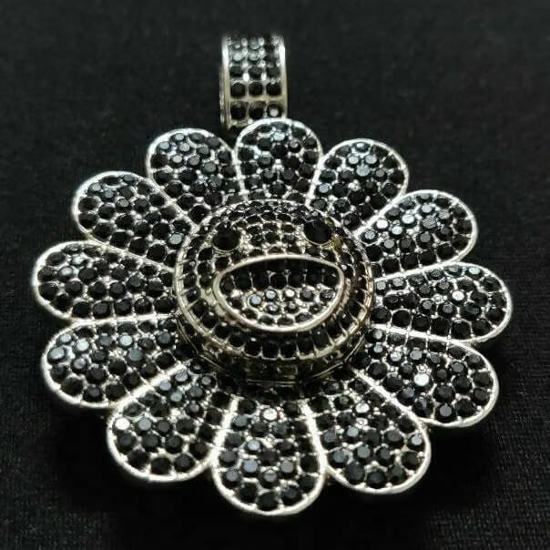 MURAKAMI FLOWER ICED OUT PENDANT (BLACK SILVER PLATED)