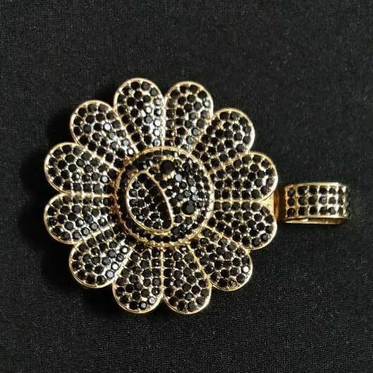MURAKAMI FLOWER ICED OUT PENDANT (BLACK GOLD PLATED)