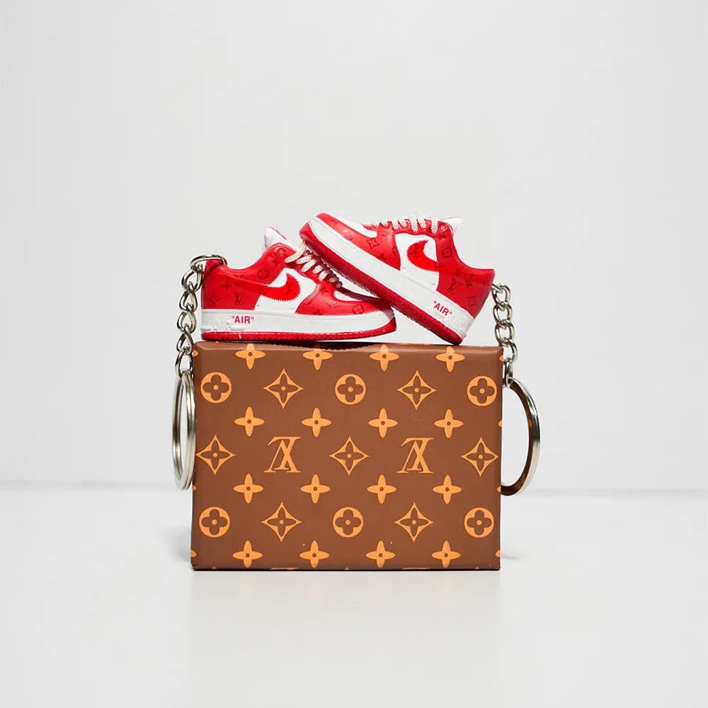 3D Sneaker Keychain With Box - AF1 x LV Red