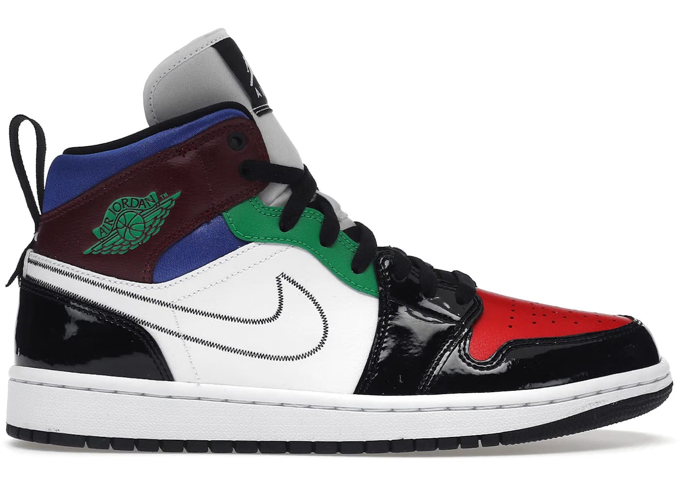 Jordan 1 Mid Se Black White Multi-Color Womens
