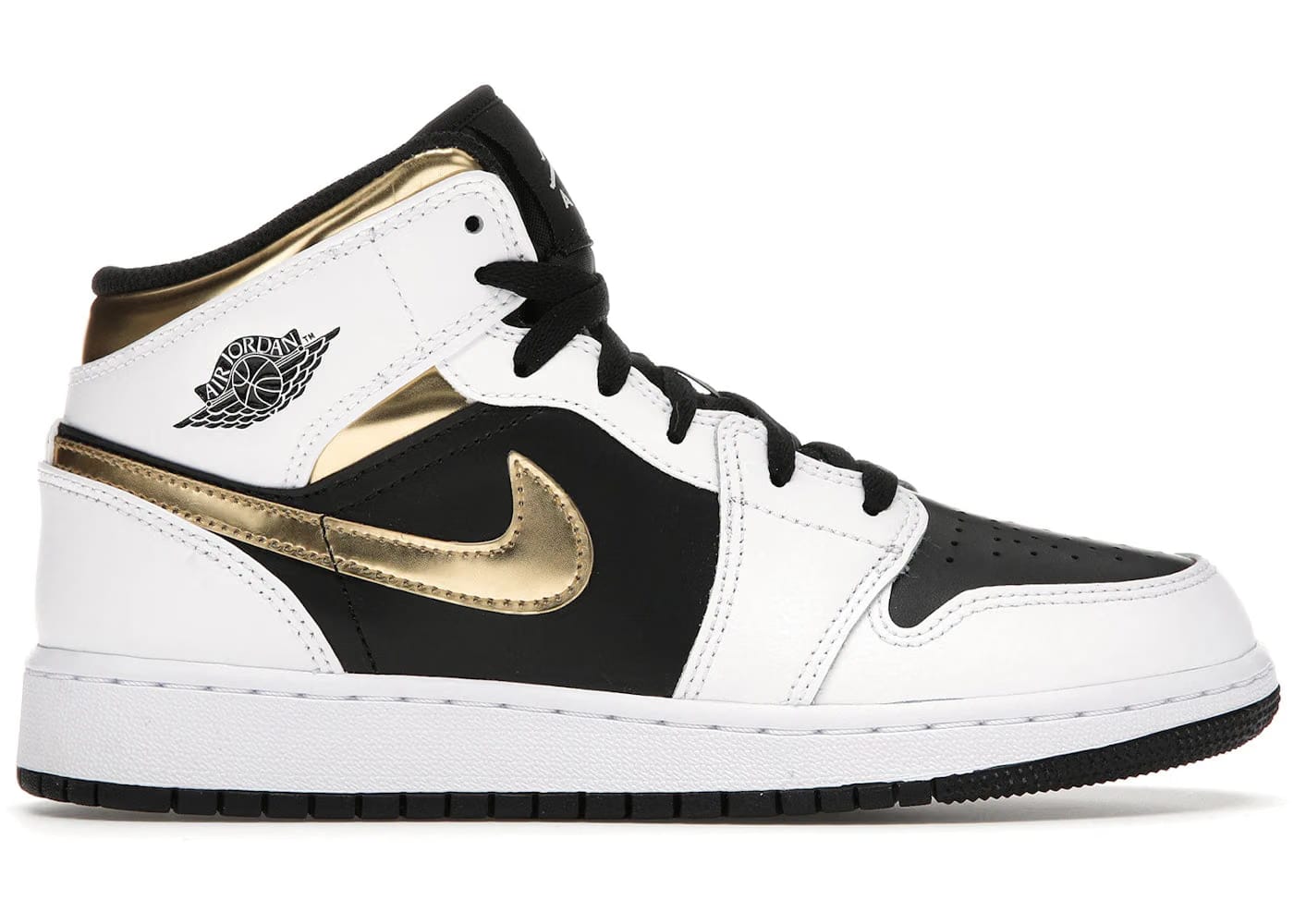 Jordan 1 Mid White Gold Black GS