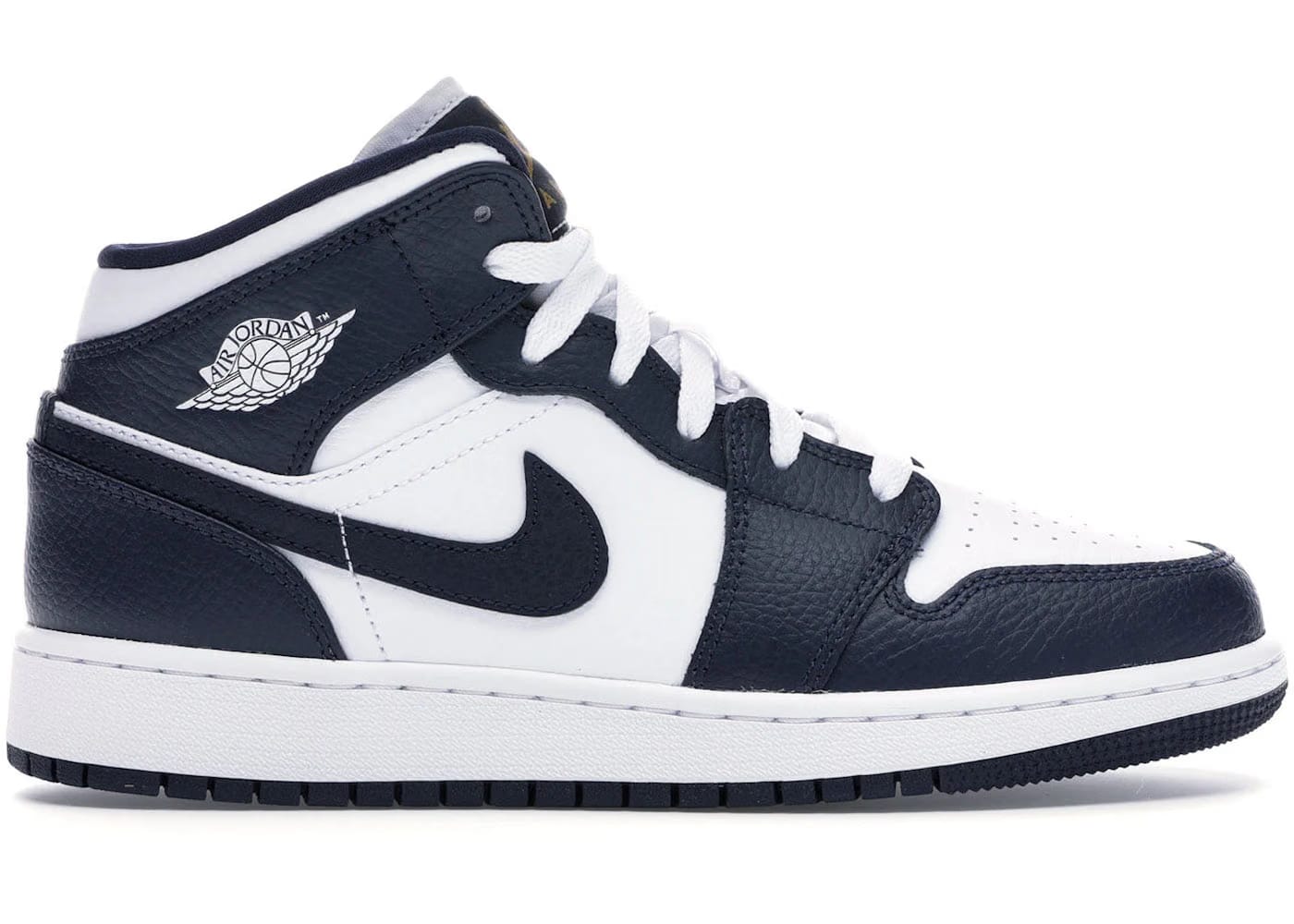 Jordan 1 Mid White Metallic Gold Obsidian GS