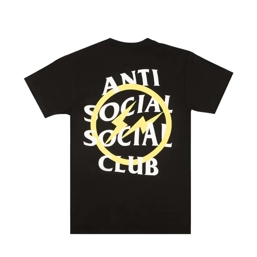 Anti Social Social Club x Fragment Yellow Bolt T-Shirt Black Friday