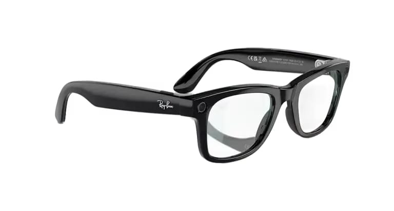 Ray Ban Meta Smart Glasses - Wayfarer Shiny Black Clear Lenses