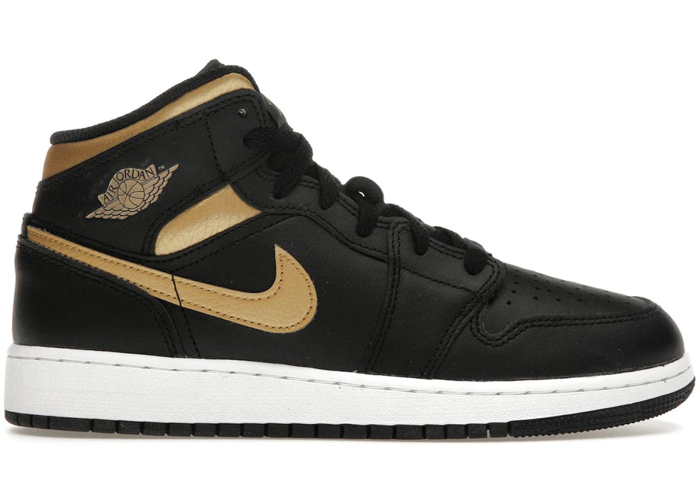 Air Jordan 1 Mid GS Black Metallic Gold