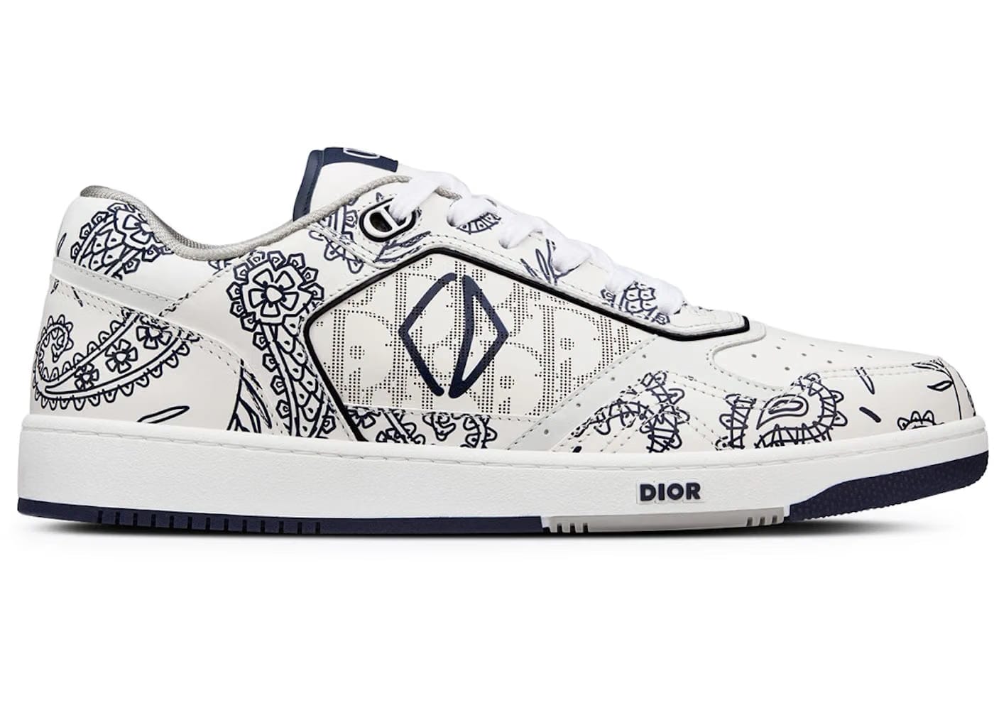 Dior B27 Low White Navy Blue Cd Paisley White Dior Oblique
