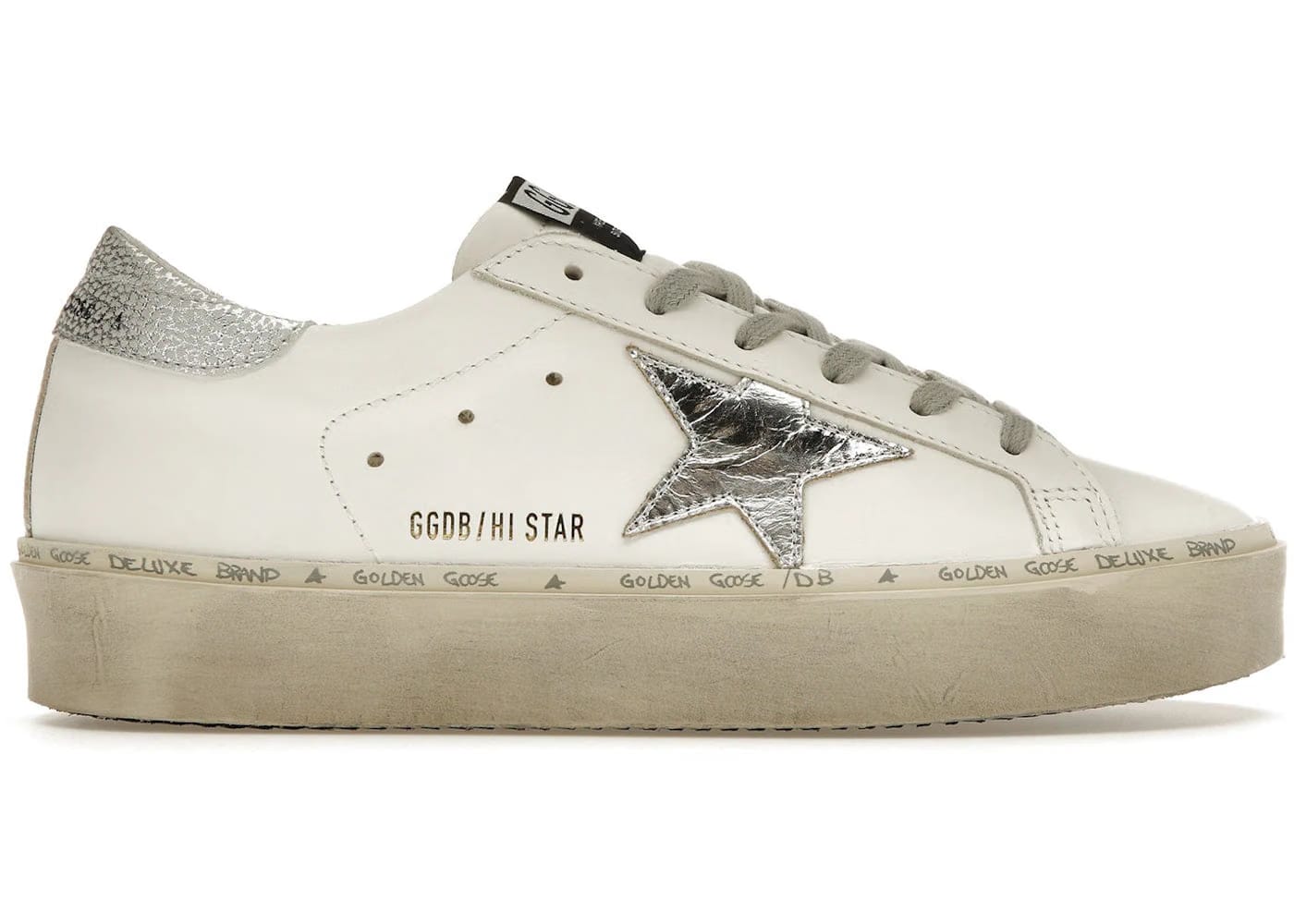 Golden Goose Hi Star White Silver Womens