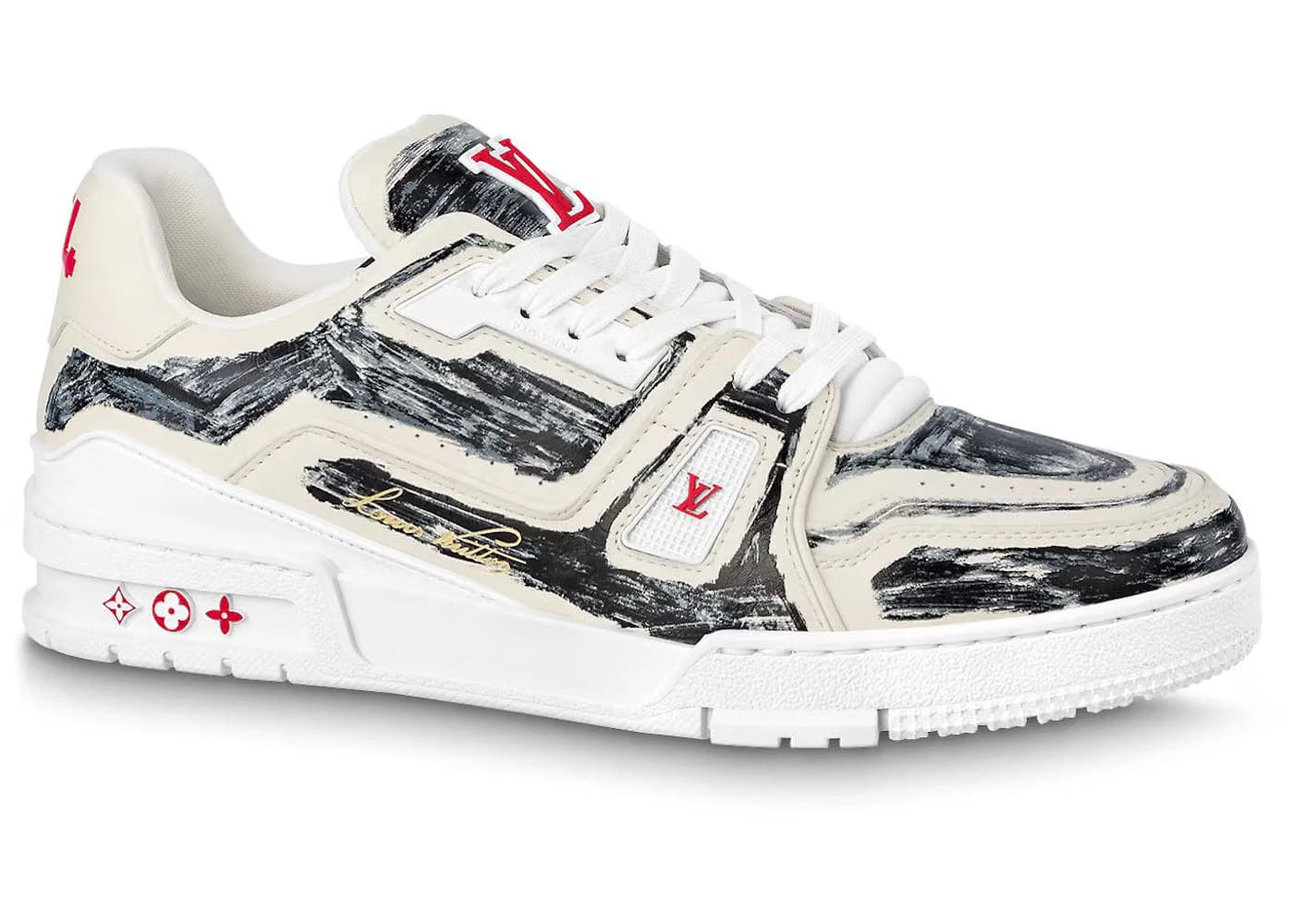 Louis Vuitton Trainer Low Colored-In Motif - White Black