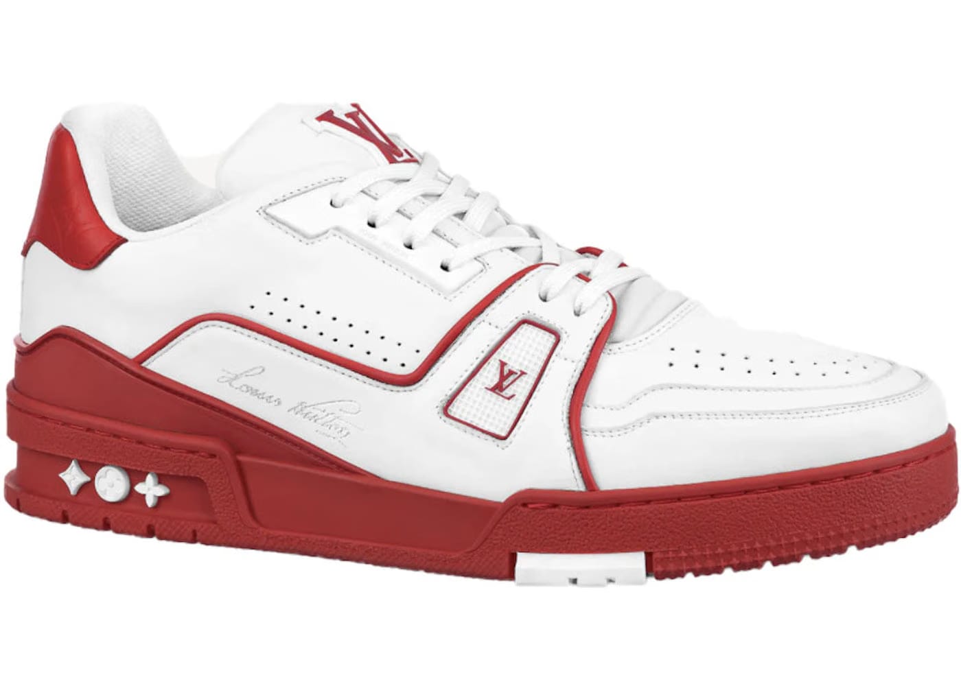 Louis Vuitton Trainer Low White Red