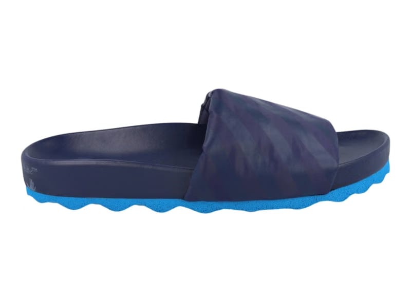 Off White Diag Strip Slides Electric Blue