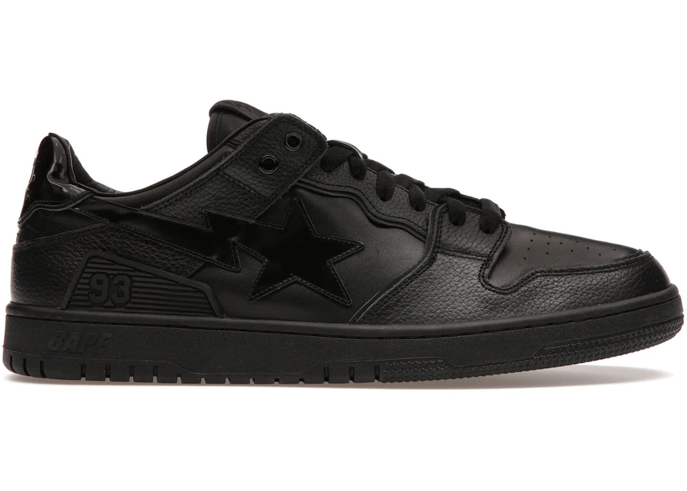 A Bathing Ape Bape Sk8 Sta Triple Black Patent Leather Sta Logo