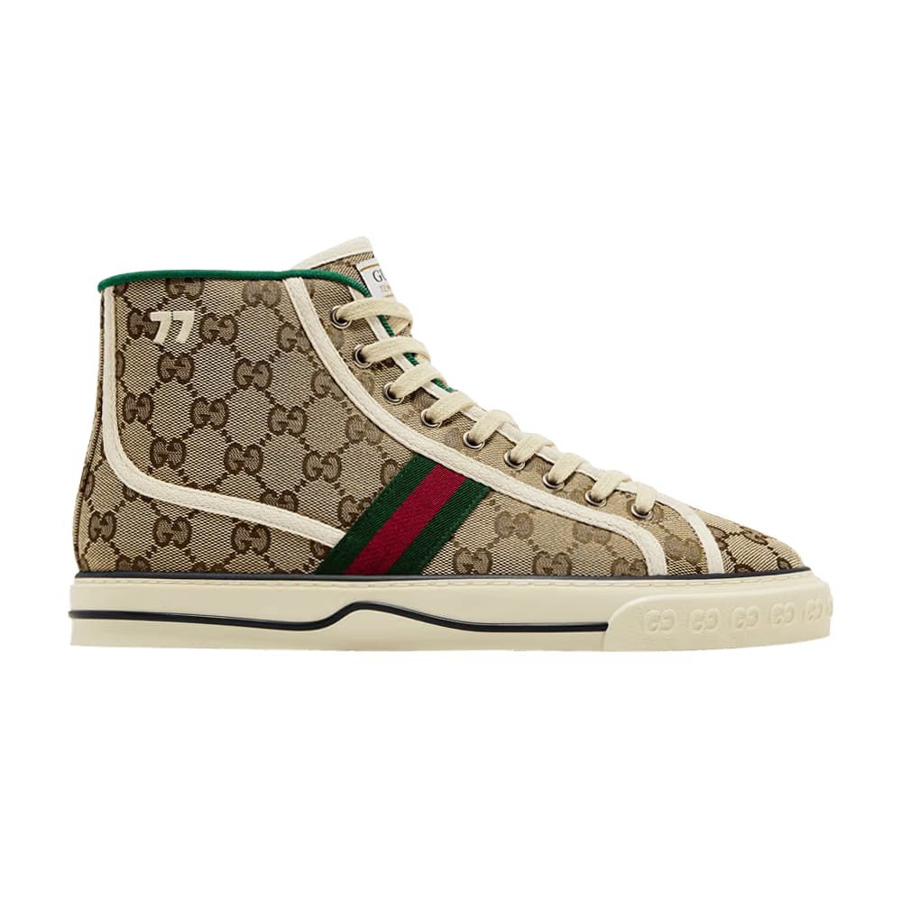 Gucci Tennis 1977 Canvas High Top Beige Gg Print