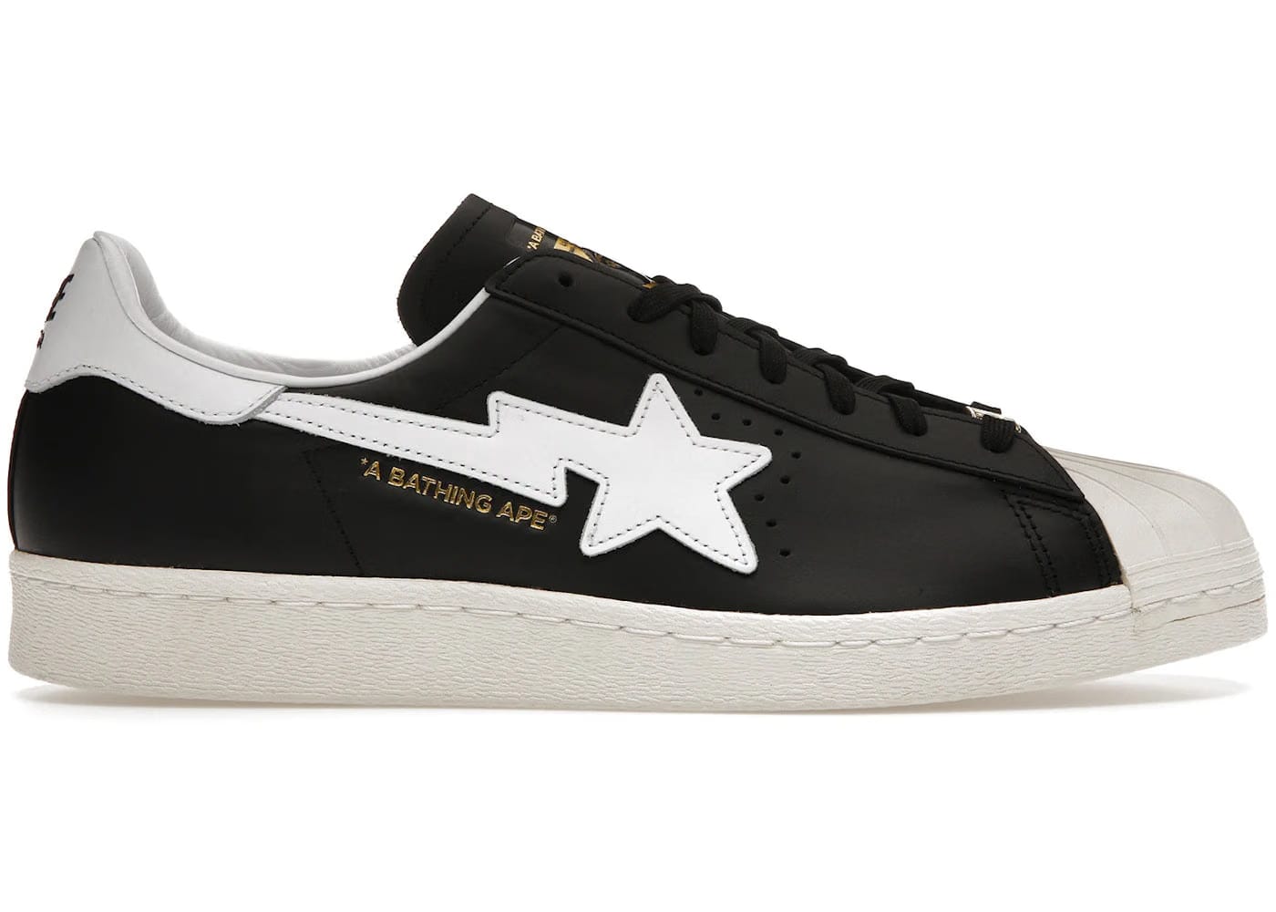 Adidas Superstar 80S Bape Black White Gold (2022)