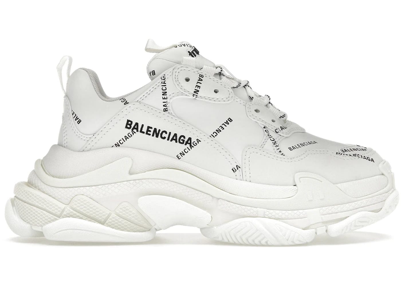 Balenciaga Triple S Allover Logo White Womens