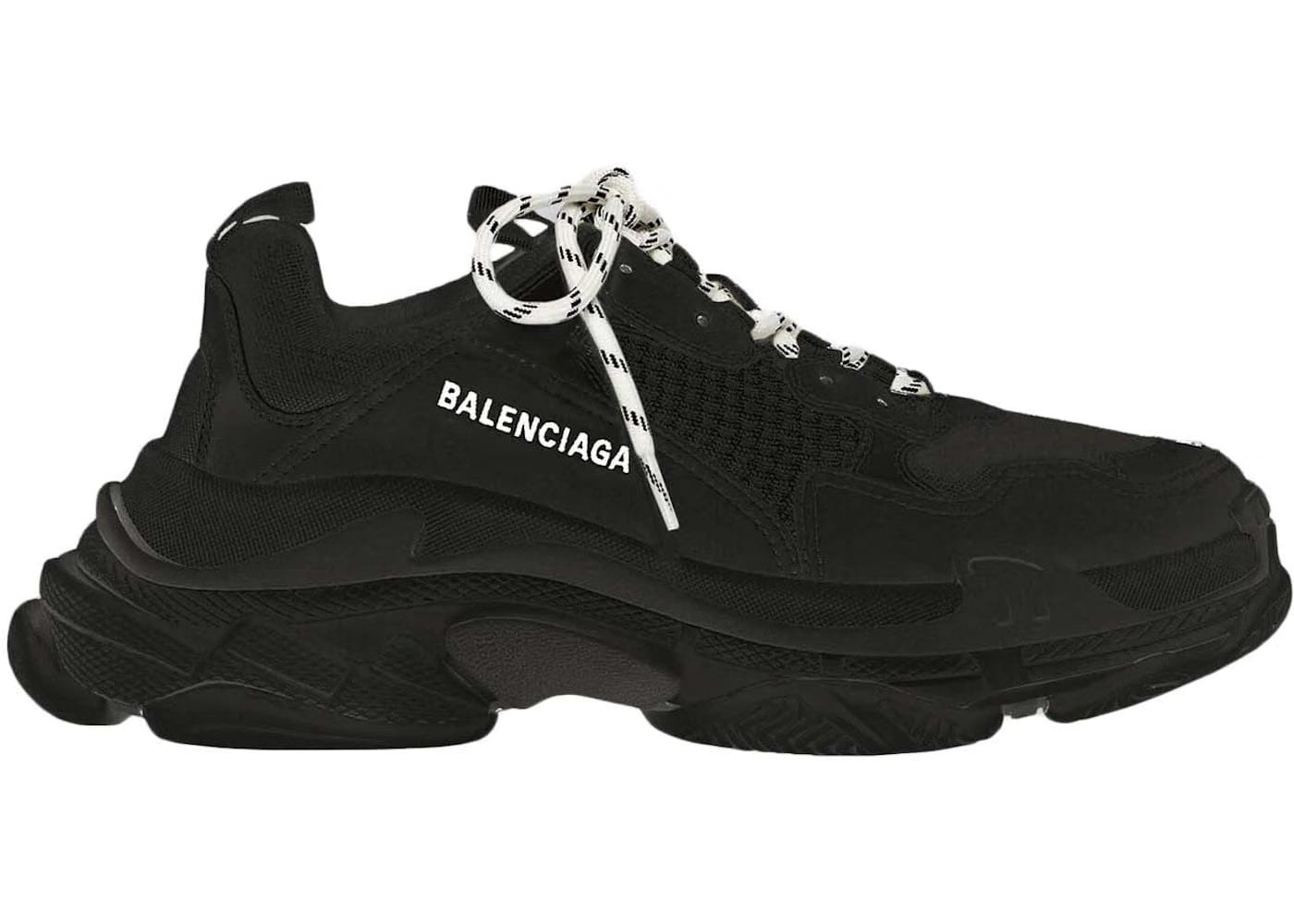 Balenciaga Triple S Black White Lace Womens