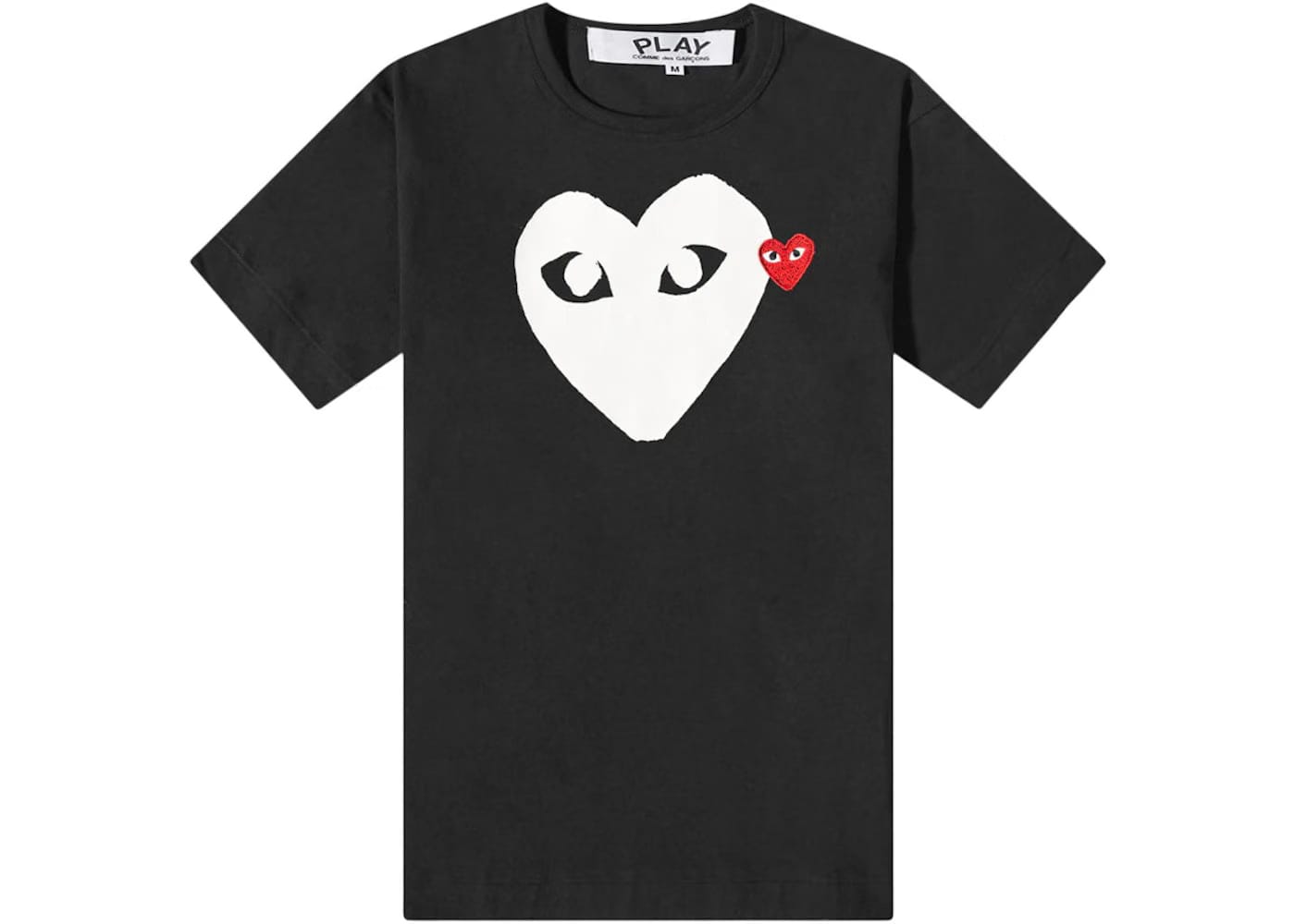 Cdg Double Heart Logo T-Shirt Black/White/Red