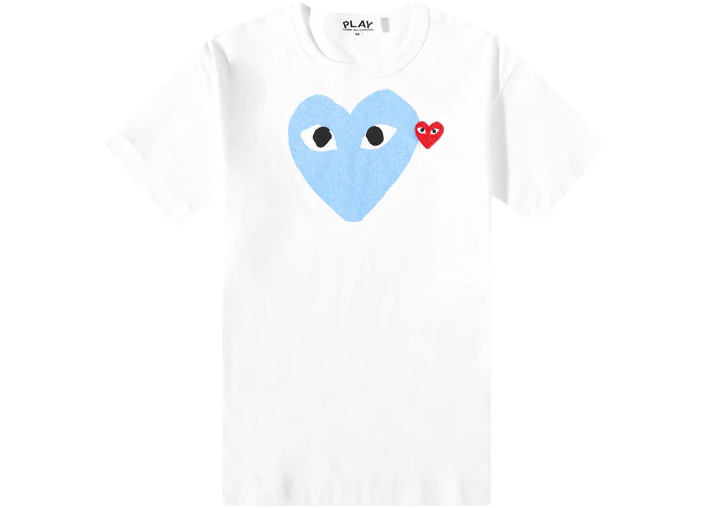 Cdg Red Heart Colour Heart T-Shirt White/Light Blue/Red