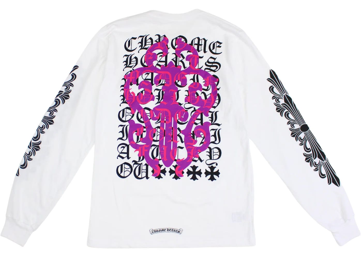 Chrome Hearts Eye Chart Dagger Longsleeve T-Shirt White/Pink