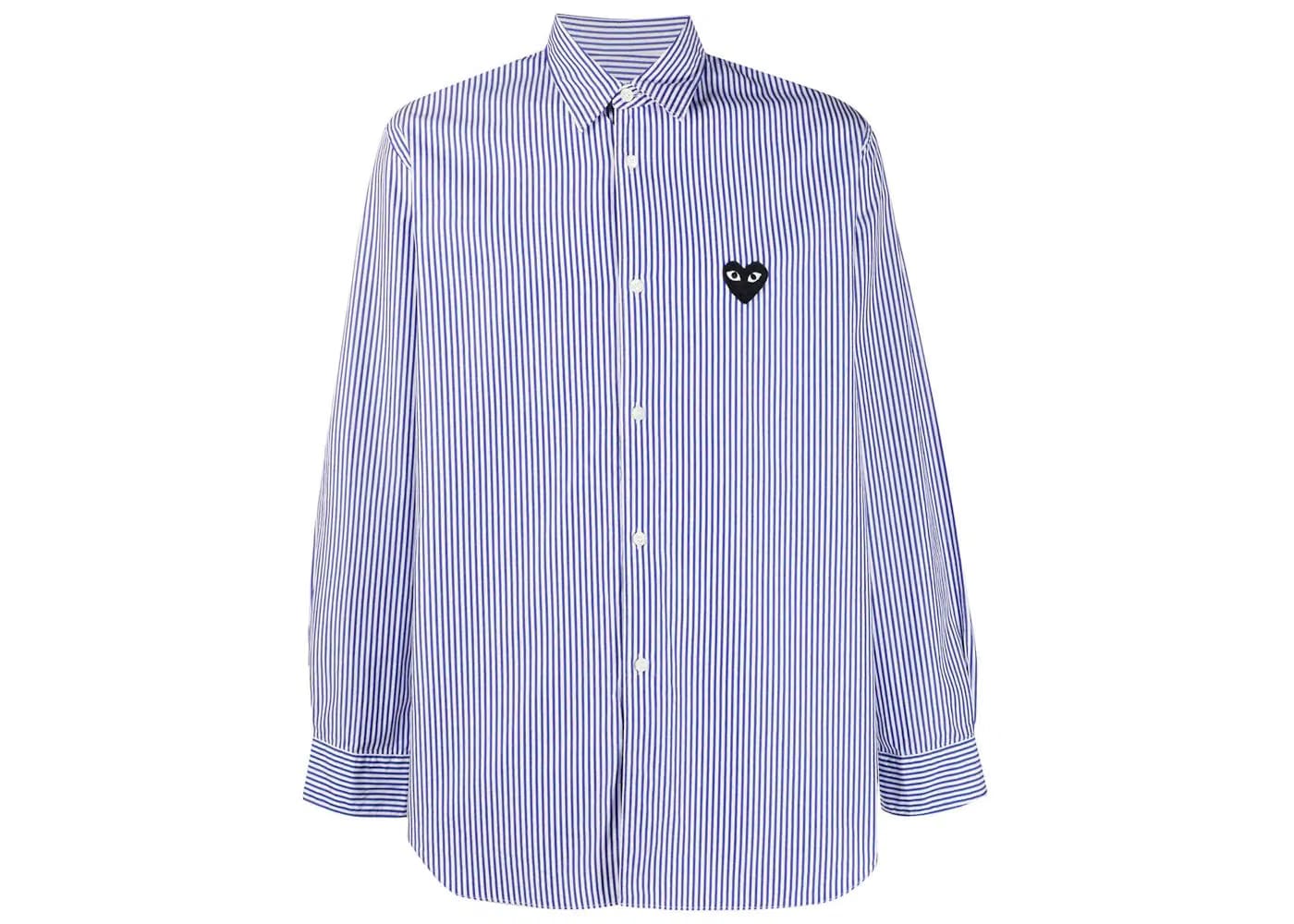 Comme Des Garcons Play Stripe Embroidered Logo Shirt Blue/White