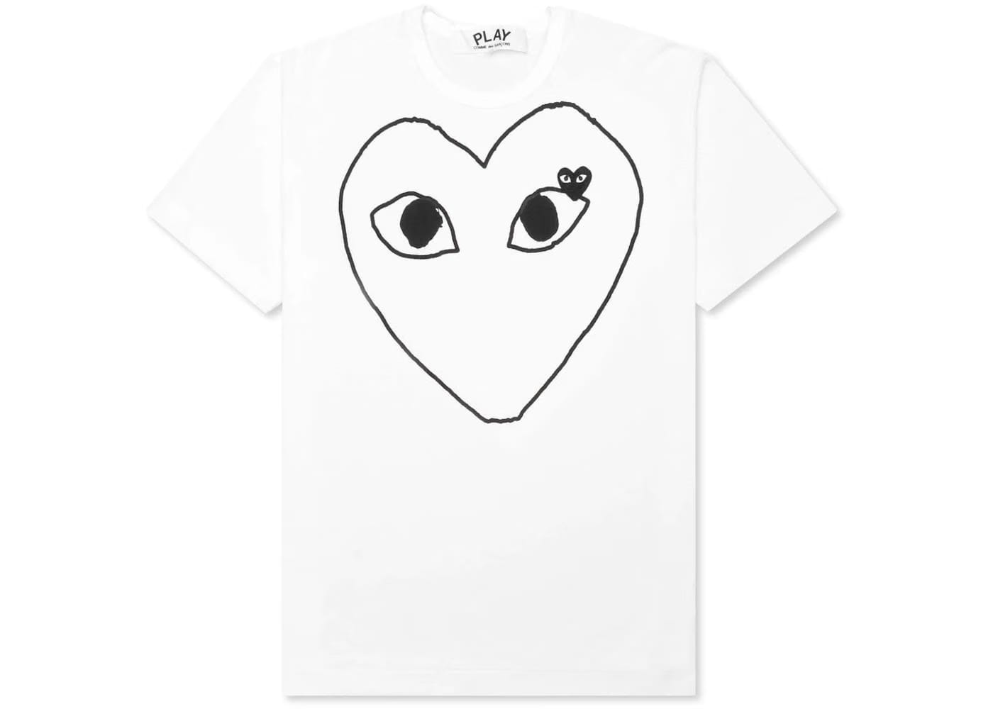Comme Des Garcons Play Black Emblem Outline T-Shirt White