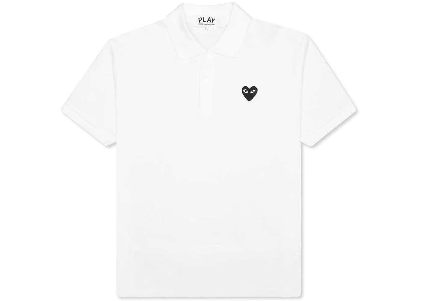Comme Des Garcons Play Black Emblem Polo White