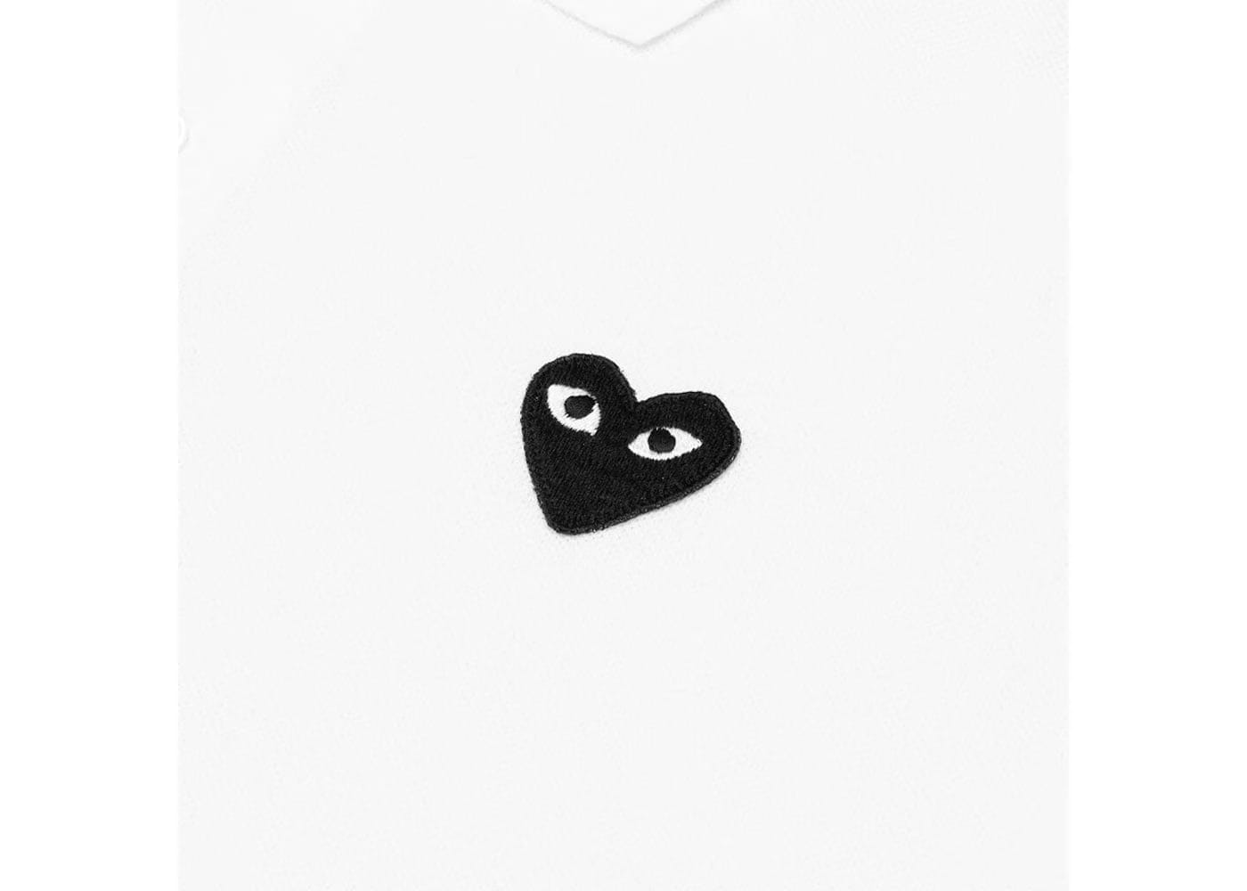 Comme Des Garcons Play Black Emblem Polo White