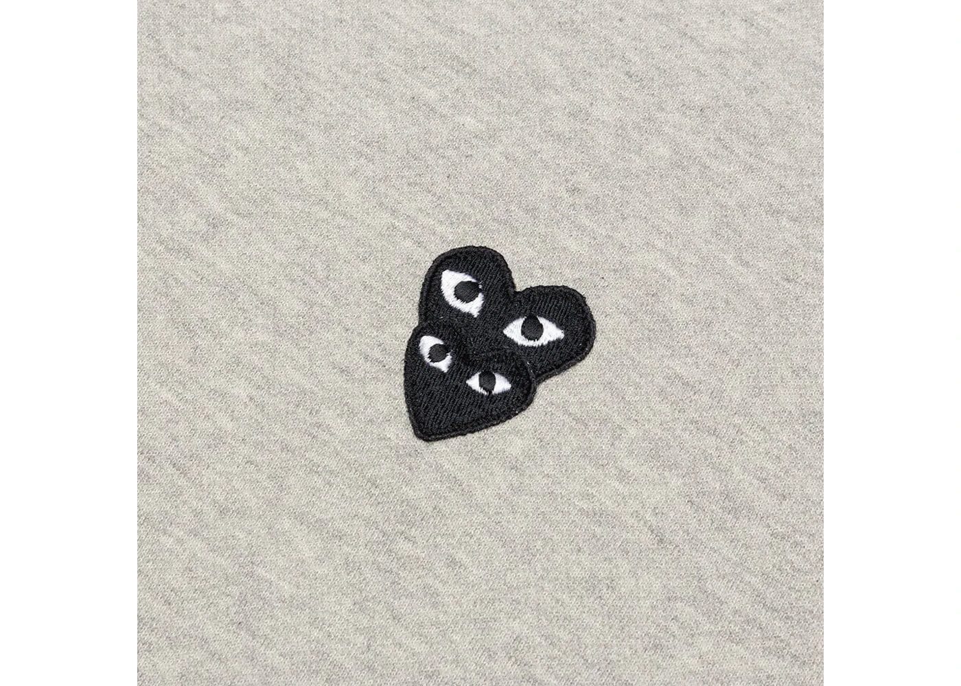 Comme Des Garcons Play Black Stacked Heart Zip Up Hoodie Grey