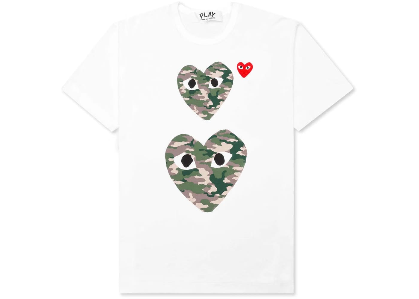 Comme Des Garcons Play Camouflage Double Heart T-Shirt White