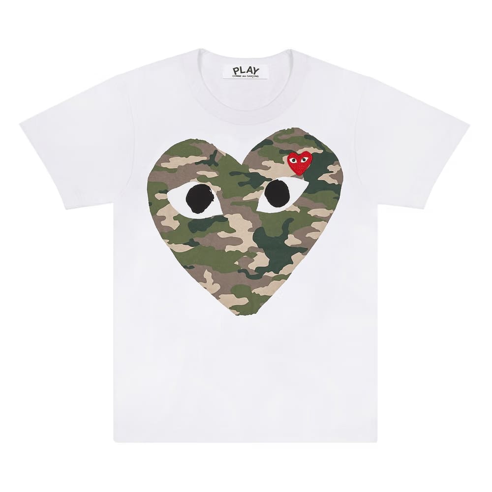 Comme Des Garcons Play Camouflage Heart T-Shirt White