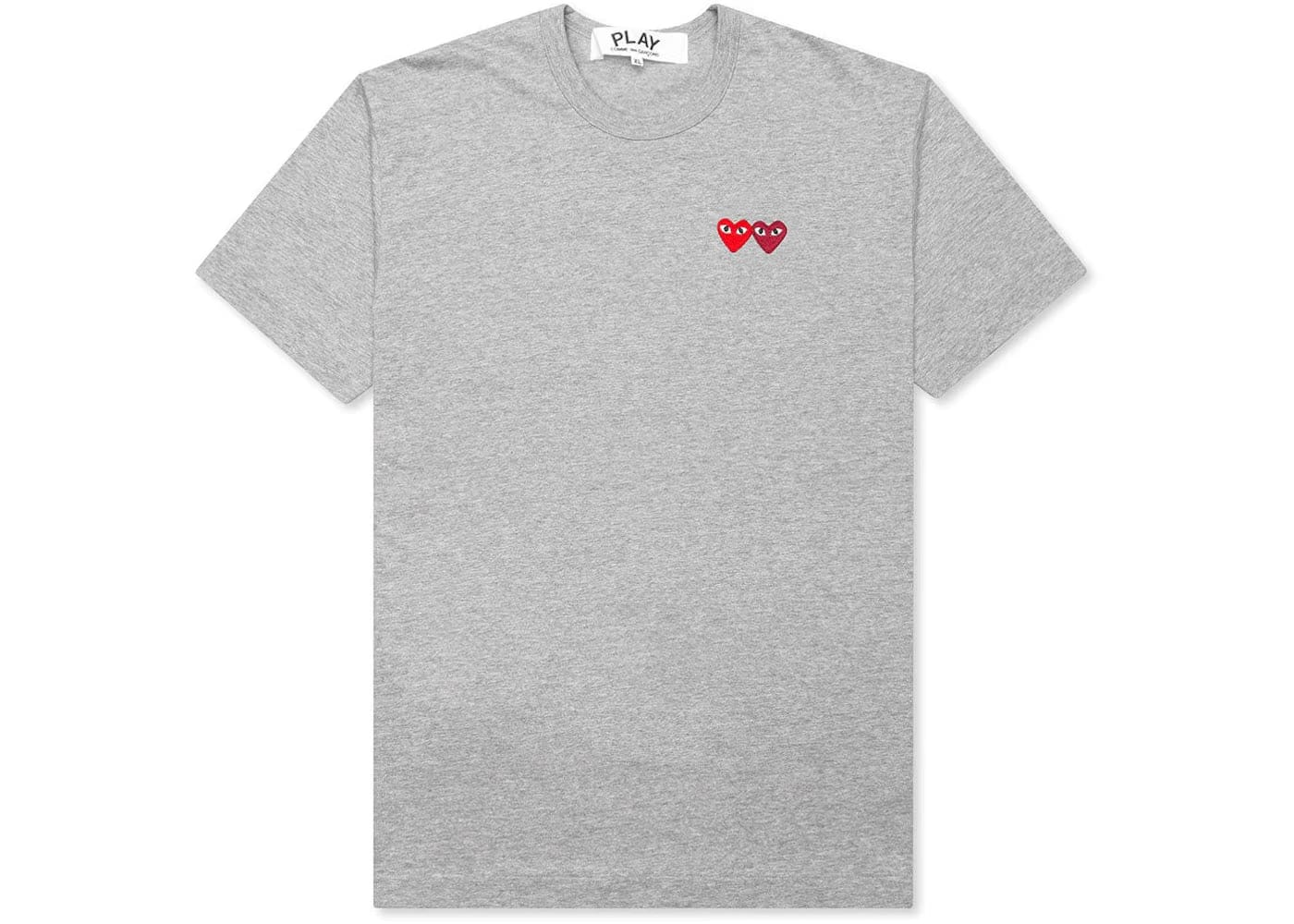 Comme Des Garcons Play Double Hearts T-Shirt Grey