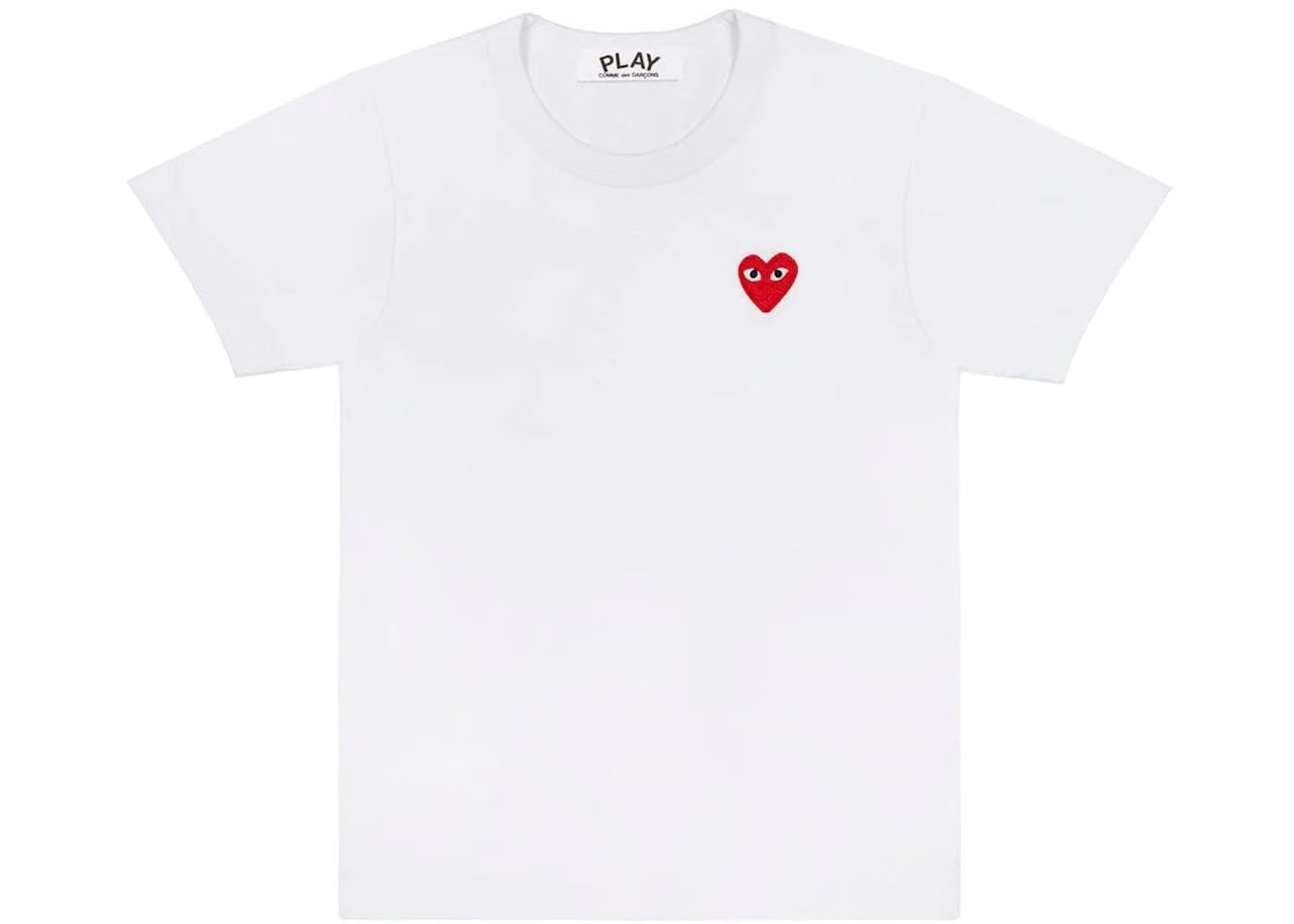 Comme Des Garcons Play Embroidered Red Heart T-Shirt White