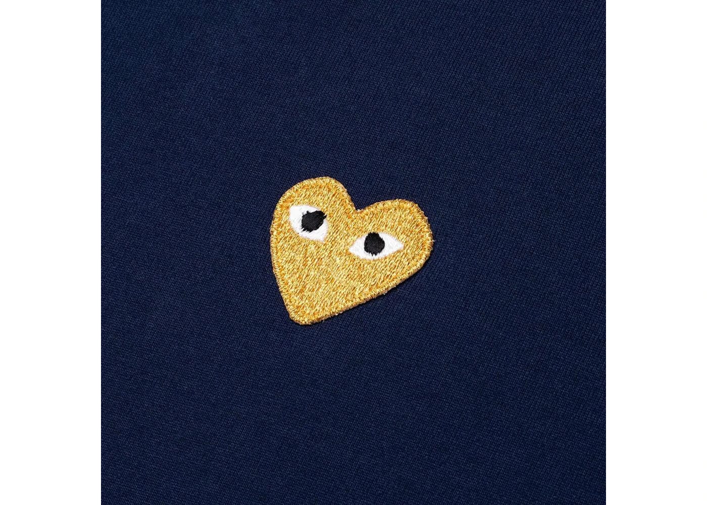 Comme Des Garcons Play Gold Heart T-Shirt Navy