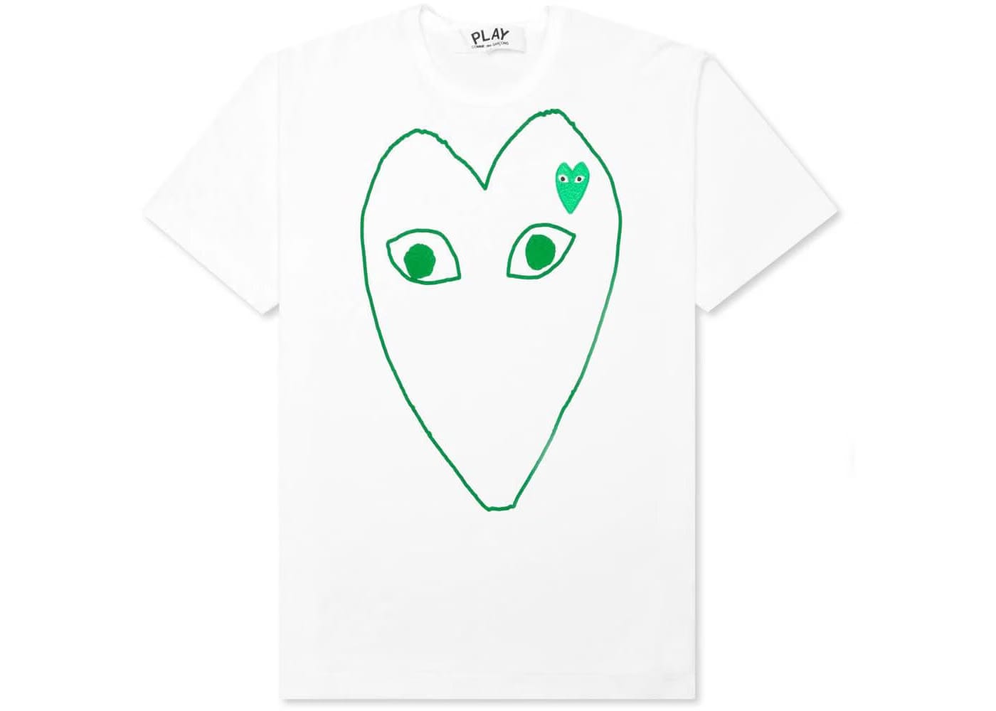 Comme Des Garcons Play Green Emblem Outline T-Shirt White