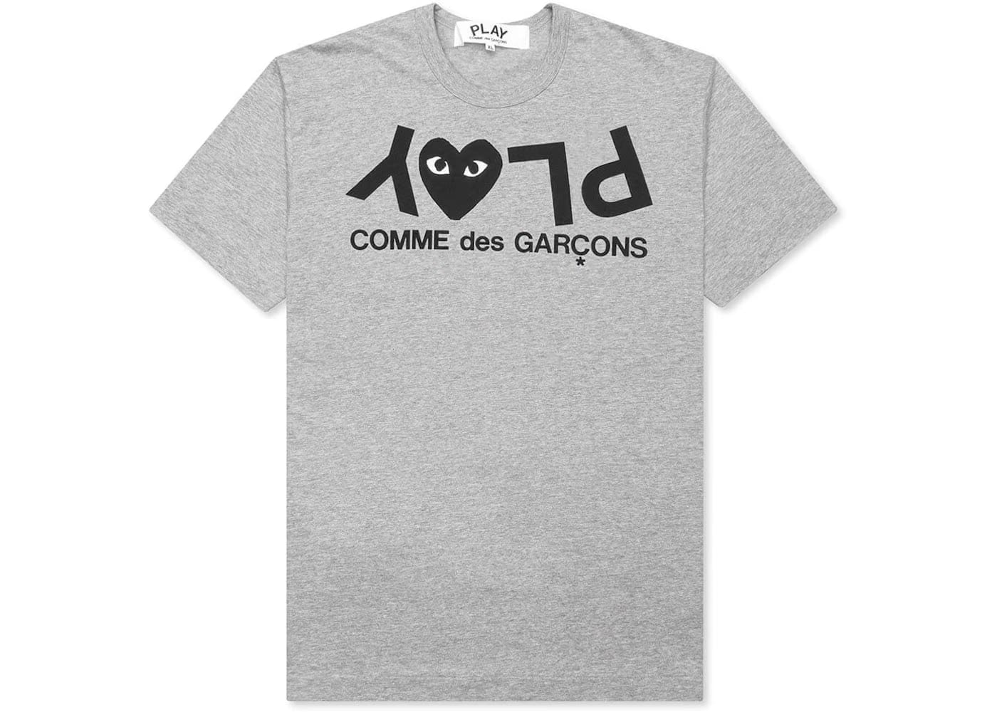 Comme Des Garcons Play Inverted Text T-Shirt Grey