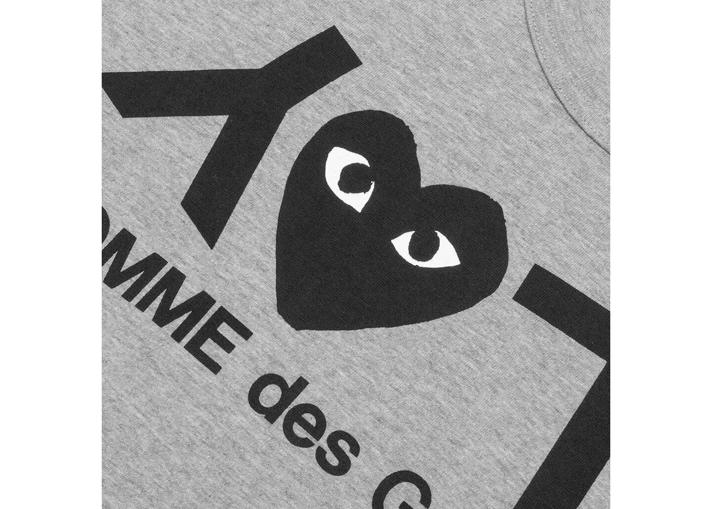 Comme Des Garcons Play Inverted Text T-Shirt Grey